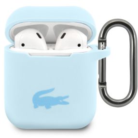   Lacoste Liquid Silicone Glossy Printing Logo AirPods 1/2 szilikon tok karabinerrel, kék
