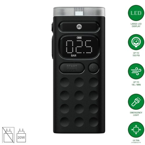 4smarts Voltpump X kompakt elektromos pumpa utazáshoz, USB-C, LED kijelző, LED lámpa, 2000mAh, fekete