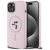 Karl Lagerfeld Liquid Silicone Karl and Choupette MagSafe iPhone 15 hátlap tok, rózsaszín