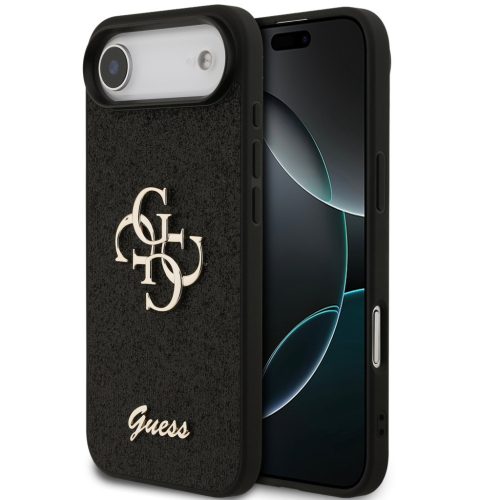 Guess PU Fixed Glitter 4G Metal Logo Apple iPhone 17 Air hátlap tok, fekete