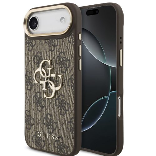 Guess PU Leather 4G Metal Logo Gold Frame Apple iPhone Air (2025) hátlap tok, barna