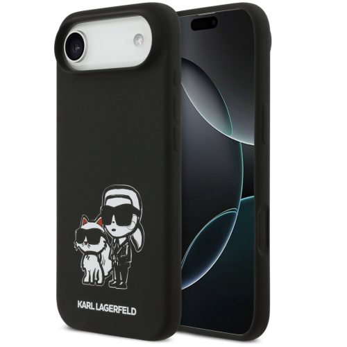 Karl Lagerfeld Liquid Silicone K&CH Sketch Apple iPhone Air (2025) MagSafe kompatibilis hátlap tok, fekete