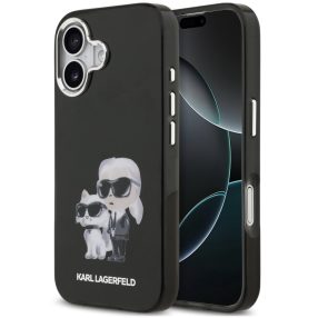   Karl Lagerfeld IML Aquarelle Karl and Choupette Apple iPhone 17 hátlap tok, fekete