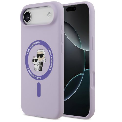 Karl Lagerfeld Liquid Silicone Karl and Choupette MagSafe iPhone Air (2025) hátlap tok, lila