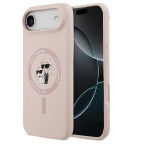   Karl Lagerfeld Liquid Silicone Karl and Choupette MagSafe iPhone Air (2025) hátlap tok, rózsaszín