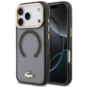   Lacoste PC/TPU Frosted Finish Gold Logo Apple iPhone 17 Pro Max MagSafe tok, fekete-arany