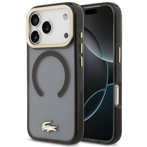 Lacoste PC/TPU Frosted Finish Gold Logo Apple iPhone 17 Pro Max MagSafe tok, fekete-arany