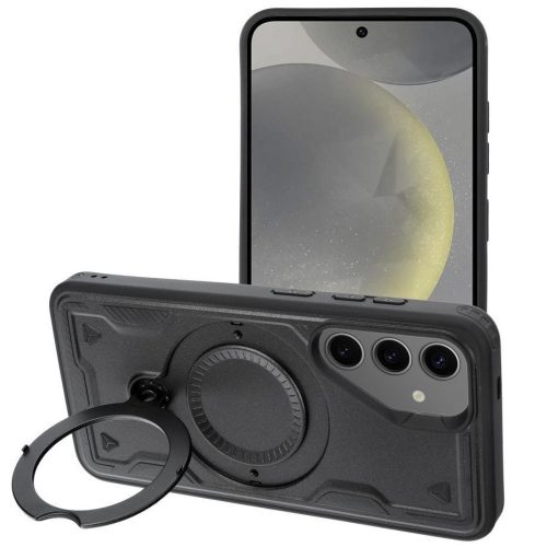 Frost Armor Samsung Galaxy A17 starabíró tok kitámasztóható gyűrűvel, fekete