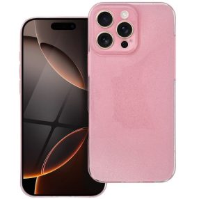   Clear 2mm Apple iPhone 17 csillámos szilikon tok, rózsaszín