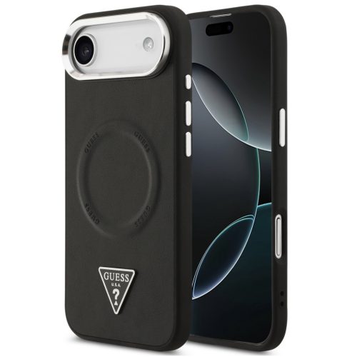 Guess PU Leather Triangle Logo Apple iPhone Air (2025) MagSafe hátlap tok, fekete