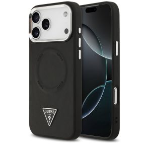   Guess PU Leather Triangle Logo Apple iPhone 17 Pro Max MagSafe hátlap tok, fekete
