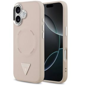   Guess PU Leather Triangle Logo Apple iPhone 17 MagSafe hátlap tok, rózsaszín