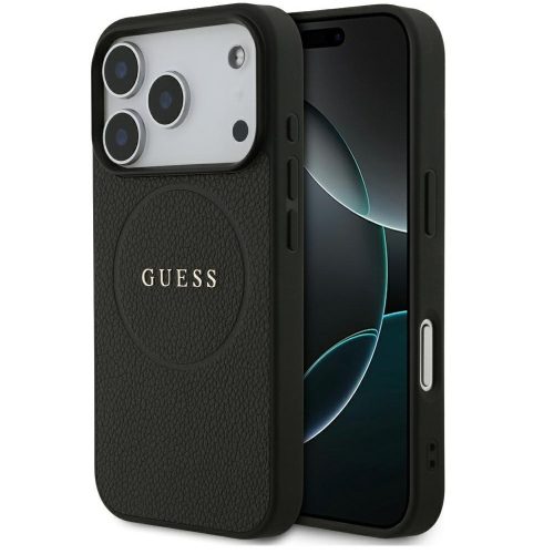 Guess Grained Ring Apple iPhone 17 Pro Max MagSafe hátlap tok, fekete