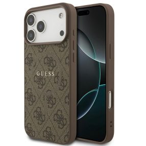   Guess 4G Ring Classic Logo Apple iPhone 17 Pro MagSafe hátlap tok, barna