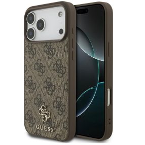   Guess 4G Small Classic Logo Apple iPhone 17 Pro MagSafe hátlap tok, barna