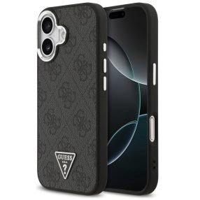   Guess 4G Triangle Logo Apple iPhone 17 MagSafe hátlap tok, fekete-ezüst