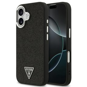   Guess Glitter Triangle Logo Apple iPhone 17 MagSafe hátlap tok, fekete-ezüst