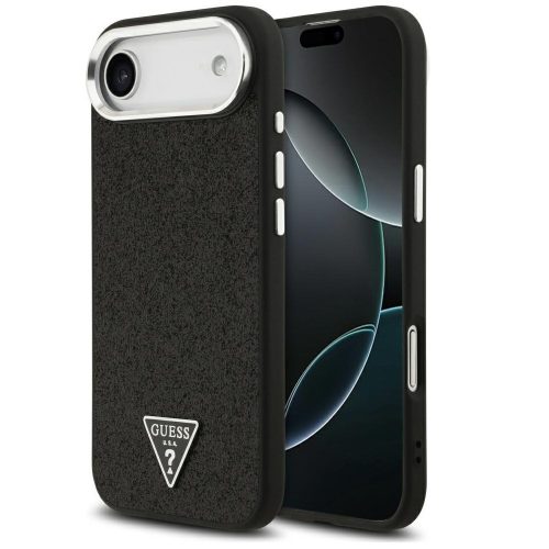Guess Glitter Triangle Logo Apple iPhone Air (2025) MagSafe hátlap tok, fekete-ezüst