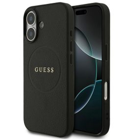   Guess Grained Ring Apple iPhone 17 MagSafe hátlap tok, fekete