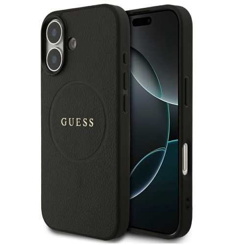 Guess Grained Ring Apple iPhone 17 MagSafe hátlap tok, fekete