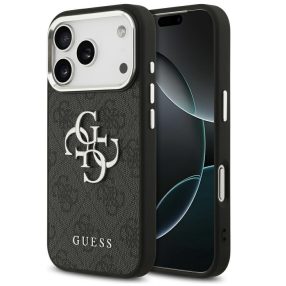   Guess 4G Big 4G Classic Logo Apple iPhone 17 Pro hátlap tok, fekete-ezüst