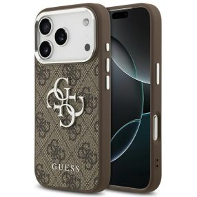   Guess 4G Big 4G Classic Logo Apple iPhone 17 Pro hátlap tok, barna-ezüst