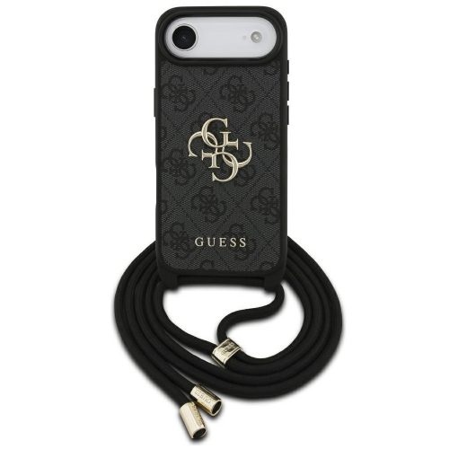 Guess 4G Big Logo Cord Stap Apple iPhone Air (2025) hátlap tok vállpánttal, fekete