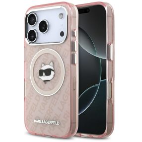   Karl Lagerfeld IML Choupette Head Logo iPhone 17 Pro MagSafe kompatibilis hátlap tok, rózsaszín