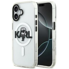   Karl Lagerfeld IML Karl Sketch Logo iPhone 17 MagSafe kompatibilis hátlap tok, átlátszó