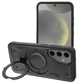   Frost Armor Samsung Galaxy S25 FE starabíró tok kitámasztóható gyűrűvel, fekete