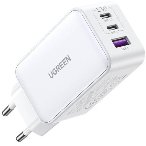 Ugreen Nexode CD244 2xUSB-C-USB-A hálózati töltő, GaN, 65W, fehér