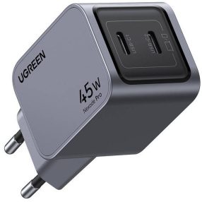   Ugreen Nexode Pro X707 2xUSB-C hálózati töltő, 45W, szürke