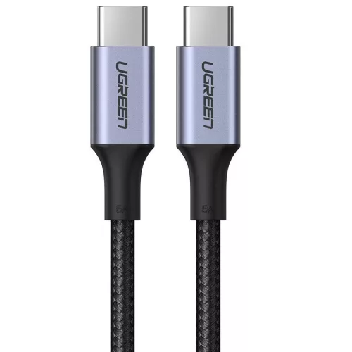 Ugreen US316 USB-C-USB-C töltő- és adatkábel, fonott, 5A, 100W, 2m, szürke