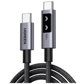   Ugreen Uno L509 USB-C-USB-C töltő- és adatkábel, fonott, 5A, PD, 100W, 1m, szürke