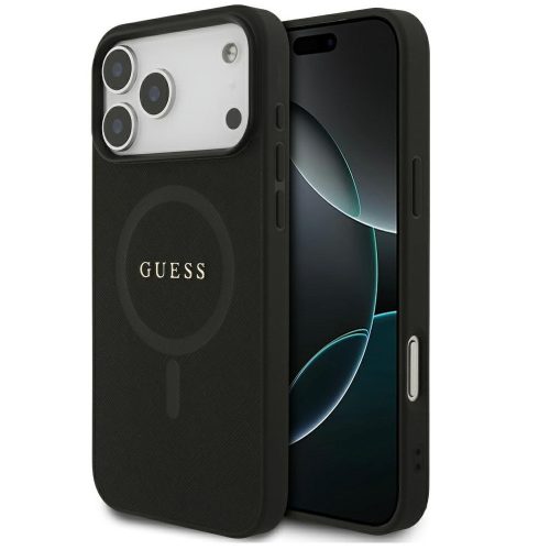 Guess Saffiano Classic Logo Apple iPhone 17 Pro MagSafe tok, fekete