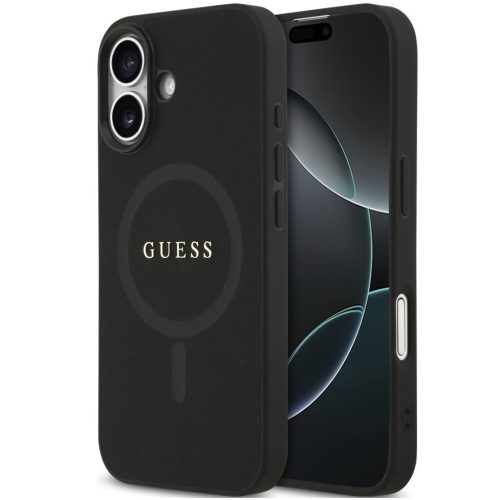 Guess Saffiano Classic Logo Apple iPhone 17 MagSafe tok, fekete