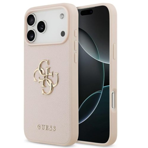 Guess Grained Big 4G & Classic Logo Apple iPhone 17 Pro Max hátlap tok, rózsaszín