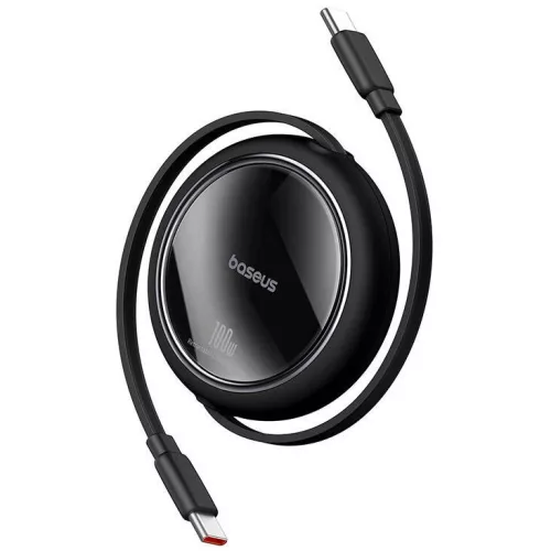 Baseus Free2Draw Mini USB-C töltő-és adatkábel, kihúzható, automata behúzó funkcióval, 100W, 1m, fekete