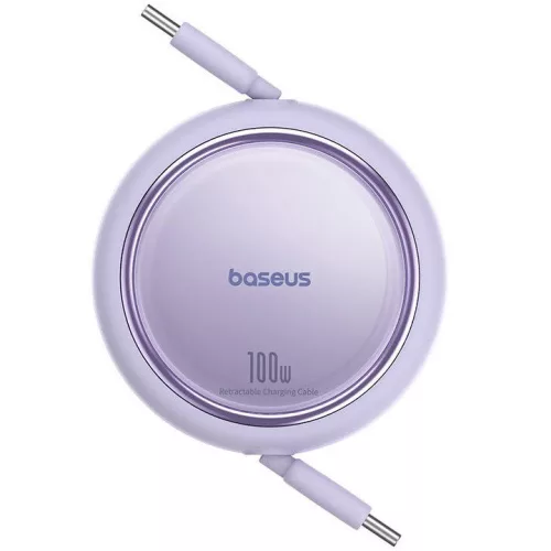 Baseus Free2Draw Mini USB-C töltő-és adatkábel, kihúzható, automata behúzó funkcióval, 100W, 1m, lila