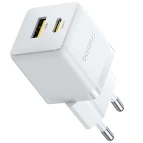   Baseus Palm 2in1 USB-C-USB-A hálózati gyorstöltő adapter, 30W, fehér