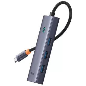   Baseus UltraJoy Series 5in1 USB-C HUB elosztó adapter / dokkoló, szürke (HDMI 4K@30Hz + 4x USB 3.0)