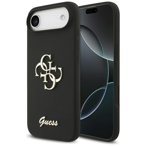 Guess Silicone Big 4G Logo Bottom Script Apple iPhone Air (2025) hátlap tok, fekete