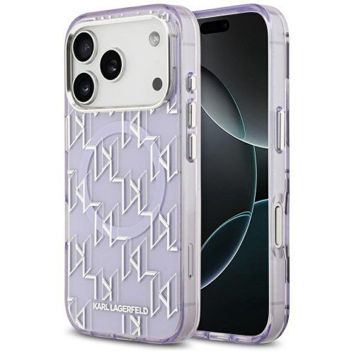 Karl Lagerfeld IML KL Monogram Apple iPhone 17 Pro MagSafe kompatibilis hátlap tok, lila