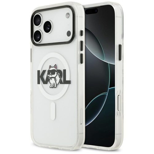 Karl Lagerfeld IML Karl Head Logo Apple iPhone 17 MagSafe kompatibilis hátlap tok, átlátszó