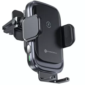   Forcell F-Grip Grand autós tartó / autós töltő szellőzőrácsba, vezeték nélküli / wireless töltéssel, 15W, ezüst