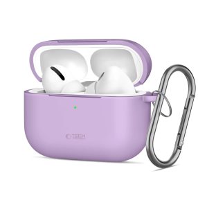 Tech-Protect AirPods Pro 3 szilikon tok, karabinerrel, lila