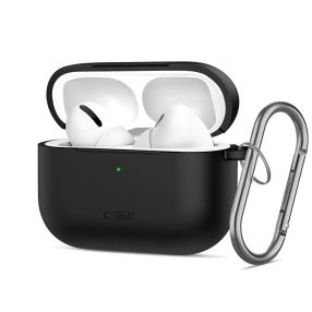   Tech-Protect AirPods Pro 3 szilikon tok, karabinerrel, fekete