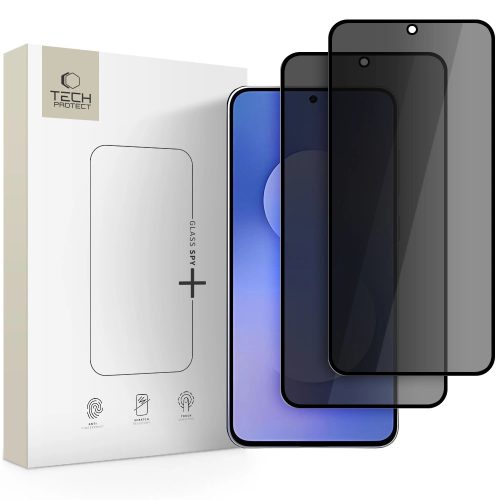 Tech-Protect GLASS SPY+ Privacy Samsung Galaxy S25 FE kijelzővédő üvegfólia, betekintésgátló, fekete (2db)