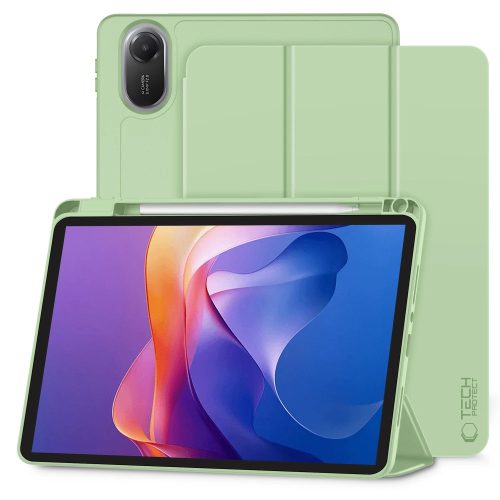 Tech-Protect SC Pen Xiaomi Redmi Pad 2 11" oldalra nyíló, kitámasztható mappa tok ceruza tartóval, matcha zöld