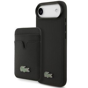   Lacoste Iconic Petit Pique Apple iPhone Air (2025) MagSafe tok + kártyatartó pénztárca, fekete